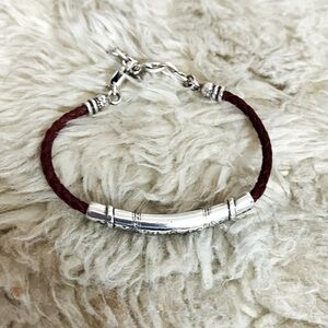 Brighton Burgundy Leather Bracelet with a Silver Tone Bar & Hardware